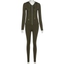Ladies' Zip-Up Hoodie with Hood and Leggings Fitted Cut Long Sleeves Adjustable Drawstrings Stretchy Polyester with Spandex 5