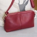 Ladies' Zipped Crossbody Bag Two Zipped Compartments Rounded Shape Grainy Surface Strap with Metal Carabiners PU Leather and Polyester 4