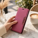 Læderetui til Samsung Galaxy S24 med magnetisk lukning og stativ Plads til kort PU læder Kladdeetui til mobil Samsung S24 Pung 14