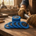 Lamelové brusné kotúče 125 mm 10 ks Otvor 22 mm Zrnitost 60 Tloušťka 12 mm Modré Na uhlovú brúsku na brúsenie kovu nehrdzavejúcej ocele a hliníka 2