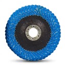 Lamelový brusný kotouč 115 mm Otvor 22 mm Zrnitost 60 Tloušťka 12 mm Modrý Na úhlovou brusku pro broušení kovu nerezu a hliníku 1