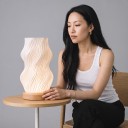 Lampa de birou Albă LED Nordic cu abajur ondulat 3 culori de lumină Controler pe cablu USB 2,2 x 20,4 x 10 cm Lampa de noapte și citit 3