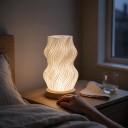 Lampa de birou Albă LED Nordic cu abajur ondulat 3 culori de lumină Controler pe cablu USB 2,2 x 20,4 x 10 cm Lampa de noapte și citit 4