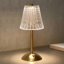 Lampă de masă reîncărcabilă tactilă, lampă wireless reglabilă, 3 culori de lumină, abajur de cristal, iluminat decorativ interior 4