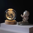 Lampa de noapte LED pentru copii, formă de bilă, 6 cm, cu motiv de lună, suport din lemn, cablu de alimentare, iluminat decorativ pentru camera 2