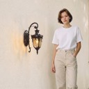 Lampa de perete exterioară tip lanternă retro cu soclu E27 Grad de protecție IP65 43 x 23 x 16 cm Aluminiu Culoare neagră Pentru fațada de la intrare 3