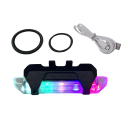 Lampă spate bicicletă multicoloră 7,3 x 12,2 x 3 cm, reîncărcabilă prin USB, lumină de siguranță impermeabilă IPX5, 15 lm, 5 moduri, cu benzi de cauciuc pentru montare 6