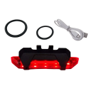 Lampă spate pentru bicicletă 7,3 x 12,2 x 3 cm, reîncărcabilă prin USB, lumină de siguranță impermeabilă IPX5, 15 lm, 5 moduri, cu benzi de cauciuc pentru montare 1