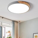 Lampa sufitowa LED z elementem drewnianym 13 W ciepła biel Okrągłe oświetlenie sufitowe Nowoczesny okrągły panel LED 23 x 5 cm 3