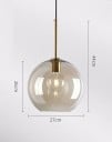 Lampa suspendată cu abajur din sticlă rotundă diametru 27 cm înălțime 26 cm cablu 150 cm metal soclu E27 deasupra mesei de dining 2
