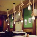 Lampada a sospensione per lampadine E27 con corda in canapa da 4 m per due lampadine 5 W 90-260 V 3