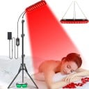 Lâmpada com luz vermelha 660nm 850nm 180 LED Suporte telescópico 89-170cm 90W Terapia muscular Alívio da dor Rotação 360° Temporizador Óculos 2