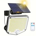 Lampada da parete solare da esterno 153 LED con sensore di movimento Telecomando 3 modalità IP65 luce bianca Illuminazione di sicurezza 2