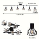 Lampada da soffitto in metallo con 6 paralumi a gabbia rotanti e attacchi E14, nera, lunghezza 117 cm, per soggiorno o cucina 2