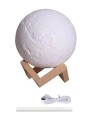 Lâmpada de aroma e humidificador de ar em forma de lua com suporte Superfície plástica com crateras Luz quente Reservatório 880 ml Alimentação USB 5 V 3