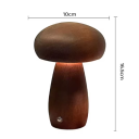 Lâmpada de mesa recarregável em madeira em forma de cogumelo 16,5 x 10 cm Luz LED criativa com dimmer suave 3 temperaturas de luz Decoração 2