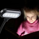 Lâmpada LED com clip para livro a pilhas 3x AAA 5 LED Braço flexível 360° Altura 24,3 cm Preta Para ler na cama, estudar e viajar 4