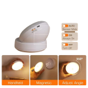 Lâmpada LED de parede branca com sensor de movimento 3000K base magnética rotativa 360° carregamento USB bateria de 1200mAh luz para quarto 2