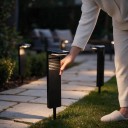 Lampada solare da giardino 1 pz Impermeabile 41,3 x 9 x 16,2 cm Con picchetto 16 cm LED ABS e PC Nera Luce bianca calda Per marciapiede e giardino 2