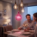 Lampadina LED a spirale G125 E27 Scritta Love 4 W 220 V 12,5 x 17,5 cm Copertura in vetro e base in alluminio Luce rosa Per apparecchi di illuminazione 4