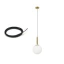 Lámpara colgante con pantalla redonda de vidrio lechoso luz blanca fría diámetro 25 x 25 x 45 cm con varilla base 10 cm cable 200 cm metal LED E27 3