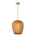Lámpara colgante de caña tejida, lámpara colgante de madera, bombilla E27, decoración del hogar, lámpara de caña tejida a mano, accesorio 2