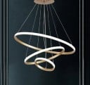 Lámpara colgante LED de lujo de color blanco cálido, 60 W, moderna lámpara circular de 90-265 V, luz colgante de tres círculos, 60 cm, 40 cm 2