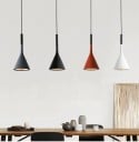 Lámpara colgante moderna con pantalla cónica luz cálida altura 36 cm diámetro 15 cm cable 150 cm metal bombilla LED E27 2
