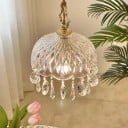 Lámpara colgante retro con cúpula de vidrio y cristales tallados, lámpara LED con casquillo E14, Diámetro 20 cm 2