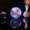 Lámpara de luna de 16 colores, diámetro de 12 cm, luz nocturna con mando a distancia a batería, decoración para dormitorio infantil, lámpara LED 2