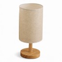 Lámpara de noche LED Pantalla de tela Regulable 13 x 24 cm USB Base de bambú y madera Lámpara de mesa para el dormitorio 6
