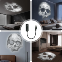 Lámpara de proyección de calavera de 28 x 2,5 cm, luz nocturna LED decorativa con alimentación USB, lámpara de pared de calavera, proyección 1
