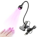 Lámpara de uñas USB LED UV de 3 W con luz violeta Secador de esmalte de gel flexible giratorio de 360° Clip antideslizante Manicura y pedicura 1