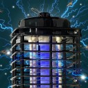 Lámpara eléctrica atrapa mosquitos UV 10 × 10 × 22 cm Rejilla eléctrica Plástico negro Lámpara contra insectos para uso en interiores y exteriores 5