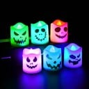 Lámpara LED de color eléctrica en forma de vela 3x batería de botón Linternas de Halloween con cara 3,6 x 4,5 cm 6 unidades 1