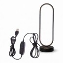 Lámpara LED nocturna Ovalada 1 unidad Regulable 3 colores de luz 9,5 x 33 x 9,8 cm Alimentación USB Aluminio y ABS Negra Para dormitorio y salón 1