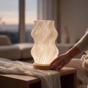 Lampe de bureau LED blanche nordique avec abat-jour en forme ondulée 3 couleurs de lumière Contrôleur sur câble USB 2,2 x 20,4 x 10 cm Lampe de nuit 2