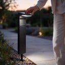 Lampe de jardin solaire 1 pièce Étanche 41,3 x 9 x 16,2 cm Avec piquet 16 cm LED ABS et PC Noir Lumière blanche froide Pour allée et jardin 4