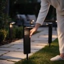 Lampe de jardin solaire 1 pièce Étanche 41,3 x 9 x 16,2 cm Avec piquet de 16 cm LED ABS et PC Noir Lumière blanche chaude Pour le chemin et le jardin 2