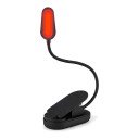 Lampe de lecture LED rechargeable avec clip Lumière rouge 620 nm Sans lumière bleue 3 niveaux de luminosité 1000 mAh USB-C Noire Pour lire la nuit 1