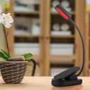 Lampe de lecture LED rechargeable avec clip Lumière rouge 620 nm Sans lumière bleue 3 niveaux de luminosité 1000 mAh USB-C Noire Pour lire la nuit 2