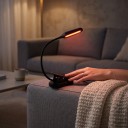 Lampe de lecture LED rechargeable avec clip Lumière rouge 620 nm Sans lumière bleue 3 niveaux de luminosité 1000 mAh USB-C Noire Pour lire la nuit 6