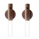 Lampe de nuit LED en bois avec capteur de mouvement 2 pièces Lampe murale magnétique Éclairage nocturne Lumière sans fil 18 x 2,5 cm 1
