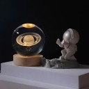 Lampe de nuit LED pour enfants en forme de boule de 6 cm avec motif Saturne, socle en bois, câble d'alimentation, éclairage décoratif pour la chambre 4