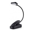 Lampe LED à clip pour livre sur piles 3x AAA 5 LED Bras flexible 360° Hauteur 24,3 cm Noire Pour lire au lit, étudier et voyager 1