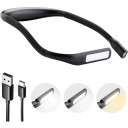 Lampe LED rechargeable pour le cou avec lampe de poche Lumière large 3 couleurs 3000 à 6000 K Dimming progressif 1800 mAh USB-C Noir Pour la lecture 1