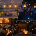 Lampe solaire LED avec effet flamme chargement Type-C étanche lampe suspendue noire pour jardin terrasse camping 6