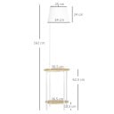 Lampe sur pied avec table d'appoint blanche 162 cm structure en métal avec étagères en bambou et abat-jour en textile avec interrupteur au pied 2