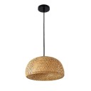 Lampe suspendue tissée à la main Lustre en bois Décoration en bambou pour la maison Luminaire en osier Ampoule E27 30 x 18 cm 1
