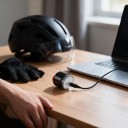 Lampen für die Lenkerenden 2 Stück LED Warnlicht für das Fahrrad 5 Modi USB-C Aufladung Batterie 80 mAh Aluminium und PC Schwarz Für Lenker 15–23 mm 4